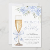 Blue Floral Bridal Brunch Shower Invitation Kaart (Voorkant)