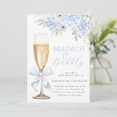 Blue Floral Bridal Brunch Shower Invitation Kaart (Staand voorkant)