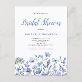 Blue Floral Bridal Shower Briefkaart