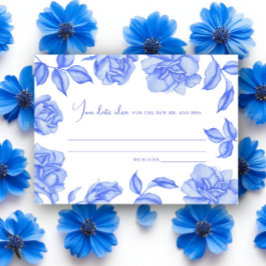 Blue floral Bridal shower Date night ideas Informatiekaartje