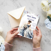 Blue Floral Bridal Shower Invitation Kaart