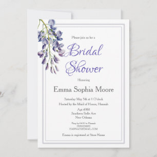 Blue Floral Bridal Shower Kaart