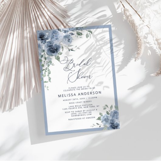 Blue Floral Bridal Shower Kaart