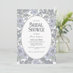 Blue Floral Bridal Shower Kaart