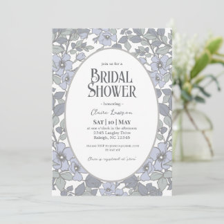 Blue Floral Bridal Shower Kaart