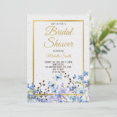 Blue Floral Bridal Shower Kaart (Staand voorkant)