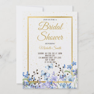 Blue Floral Bridal Shower Kaart
