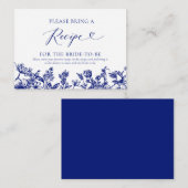 Blue Floral Bridal Shower Please Bring A Recipe Informatiekaartje (Voorkant / Achterkant)
