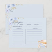 Blue Floral Bridal Shower Recipe Card  (Voorkant / Achterkant)