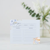 Blue Floral Bridal Shower Recipe Card  (Staand voorkant)