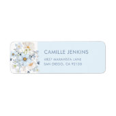 Blue Floral Bridal Shower Return Address Label (Voorkant)