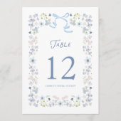 Blue Floral Bridal Shower Table Number Card Kaart (Voorkant)