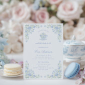 Blue Floral Bridal Tea Party Kaart