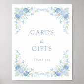 Blue Floral Bridal Tea Party Welcome Poster (Voorkant)
