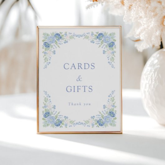 Blue Floral Bridal Tea Party Welcome Poster