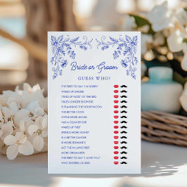 Blue Floral Bride of Groom Vrijgezellenfeest Game