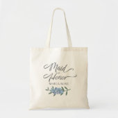 Blue Floral Bridesmaid Botanische kalligrafie Tote Bag (Voorkant)