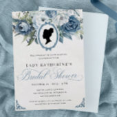 Blue Floral  Bruidsdouche Uitnodiging