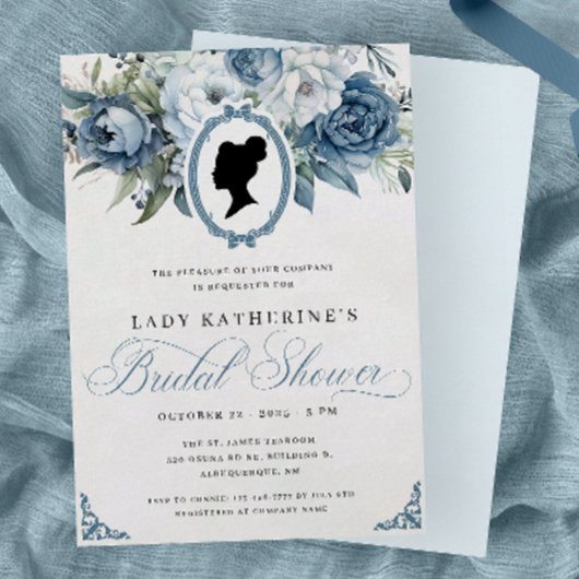 Blue Floral Bruidsdouche Uitnodiging