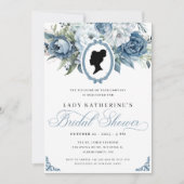 Blue Floral  Bruidsdouche Uitnodiging (Voorkant)