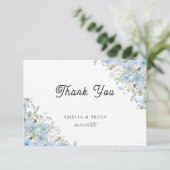  Blue Floral bruiloft Hartelijk dank Bedankkaart (Staand voorkant)