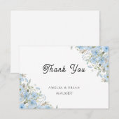  Blue Floral bruiloft Hartelijk dank Bedankkaart (Voorkant / Achterkant)