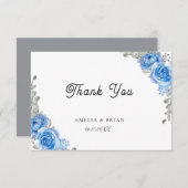  Blue Floral bruiloft Hartelijk dank Bedankkaart (Voorkant / Achterkant)