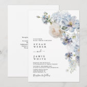 Blue Floral bruiloft uitnodiging (Voorkant / Achterkant)