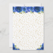 Blue Floral Brunette Princess Birthday Party Kaart (Achterkant)