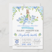 Blue Floral Bunny Baby shower Woodland Boy Rabbit Kaart (Voorkant)