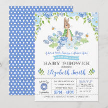 Blue Floral Bunny Baby shower Woodland Boy Rabbit