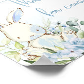 Blue Floral Bunny Rabbit Baby Bedankt voor uw koms Poster (Hoek)