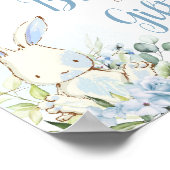 Blue Floral Bunny Rabbit Baby Boeken en geschenken Poster (Hoek)