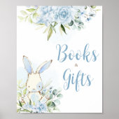 Blue Floral Bunny Rabbit Baby Boeken en geschenken Poster (Voorkant)