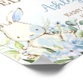 Blue Floral Bunny Rabbit Baby shower Welkom Poster (Hoek)