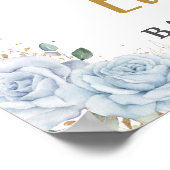 Blue Floral Bunny Rabbit Moon Baby Shower Welcome Poster (Hoek)