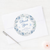 Blue Floral Butterfly Bridal Shower Thank You Ronde Sticker (Envelop)