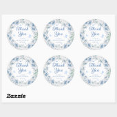 Blue Floral Butterfly Bridal Shower Thank You Ronde Sticker (Vel)