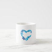 Blue Floral Butterfly Heart Espresso Kop (Voorkant)