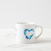 Blue Floral Butterfly Heart Espresso Kop (Rechts)