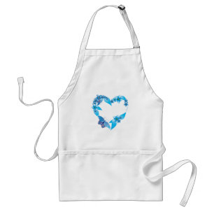 Blue Floral Butterfly Heart Standaard Schort