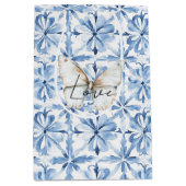 Blue Floral Butterfly Love Medium Cadeauzakje (Voorkant)
