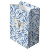 Blue Floral Butterfly Love Medium Cadeauzakje (Achterkant Gekanteld)