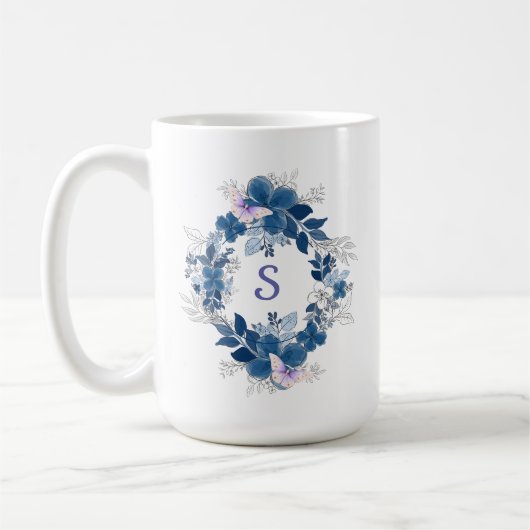Blue Floral Butterfly Mug Koffiemok (Links)