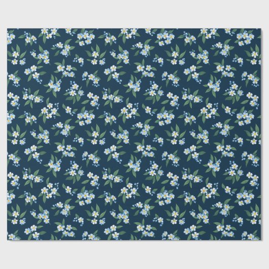 Blue Floral Cadeaupapier (Vlak)