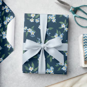 Blue Floral Cadeaupapier