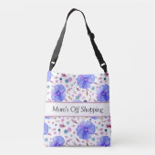 Blue Floral Canvas tas | Custom Name Bag (Achterkant)