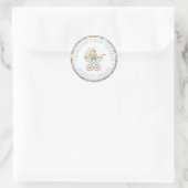 Blue Floral Carriage Baby Shower Thank You Sticker (Tas)
