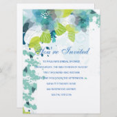Blue Floral Cascading uitnodiging (Voorkant / Achterkant)