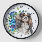 Blue Floral Cavalier King Charles Spaniel Dog (Voorkant)